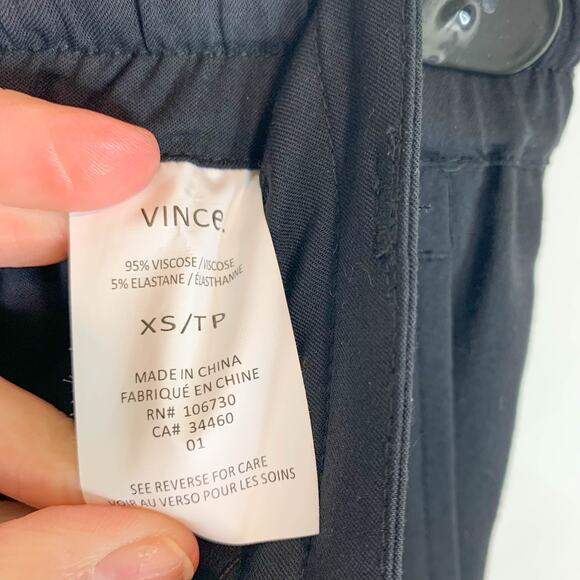 NWT VINCE black crepe jogger pants elastic waist slant pockets mid rise 2847 - Picture 8 of 11